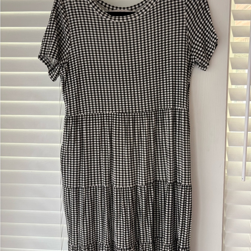 Loft Black and White Gingham Dress